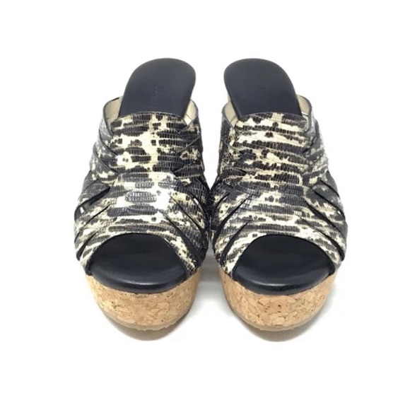 Jimmy Choo Embossed Leather Cork Wedges Size 41 Wedges